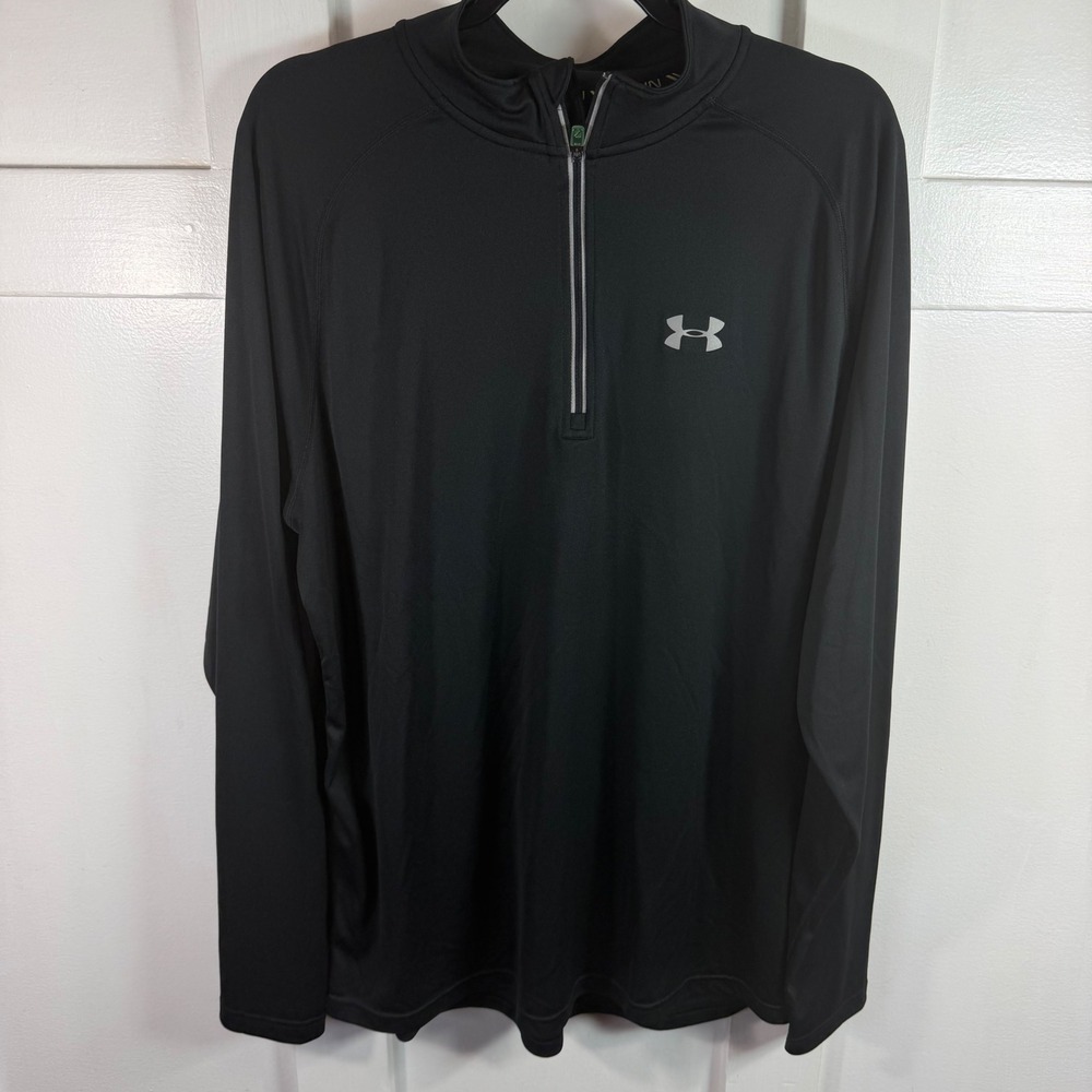 Under Armour Run Mens 2XL Black Quarter Zip Long Sleeve Fitted 1/4 Zip Pullover